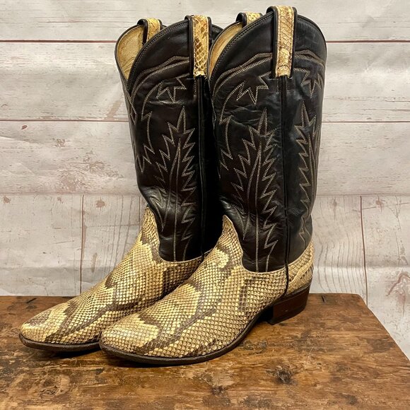 Vintage Tony Lama Python Cowboy Boots - Picture 1 of 14